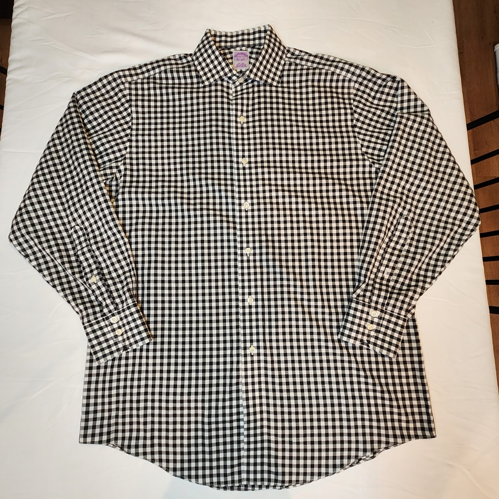 Brooks Brothers Black and White Gingham Dress Shirt